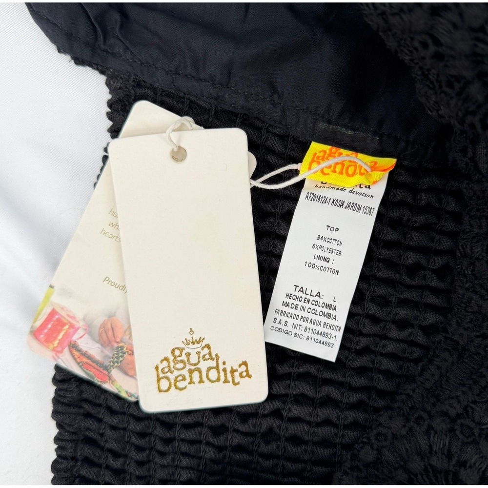 Agua Bendita | Revolve Sz L Black Kosia Crop Top Crochet Knit Sleeveless Beach - Picture 5 of 6